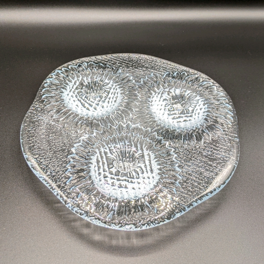 Scandinavian Snowball Textured Art Glass Christmas Candle Holder